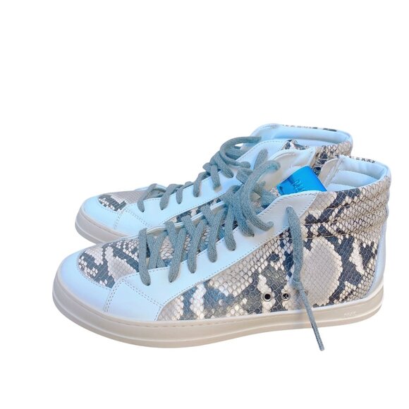P448 Womens Snake Print High-Top Sneakers Side Zipper Lace Closure - Picture 1 of 7